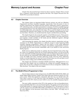 Memory Layout and Access Chapter Four