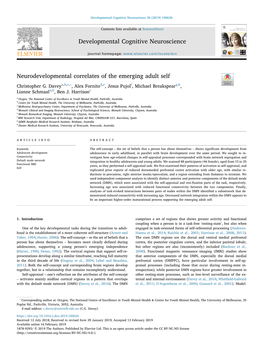 Neurodevelopmental Correlates of the Emerging Adult Self T ⁎ Christopher G