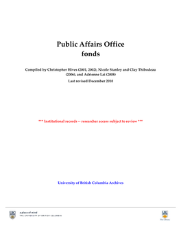 Public Affairs Office Fonds