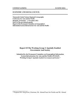 Report of the Working Group 3: Spatially Enabled Government and Society