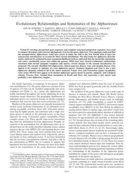 Evolutionary Relationships and Systematics of the Alphaviruses ANN M