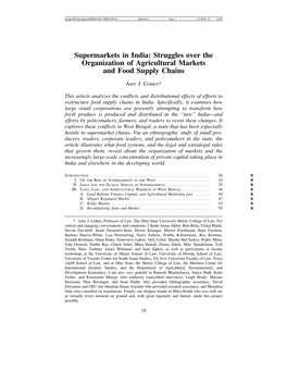 Supermarkets in India: Struggles Over the Organization of Agricultural Markets and Food Supply Chains