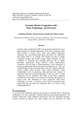 Ceramic Matrix Composites with Nano Technology–An Overview