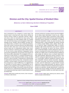 Division and the City: Spatial Dramas of Divided Cities