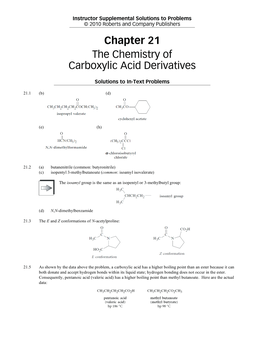 Chapter 21 the Chemistry of Carboxylic Acid Derivatives