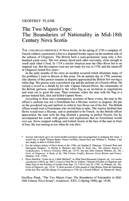 The Boundaries of Nationality in Mid-18Th Century Nova Scotia*