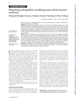 Necrotising Retinopathies Simulating Acute Retinal Necrosis Syndrome B Balansard, B Bodaghi, N Cassoux, C Fardeau, S Romand, F Rozenberg, N a Rao, P Lehoang