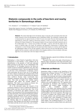 Diatomic Compounds in the Soils of Bee-Farm and Nearby Territories in Samarskaya Oblast