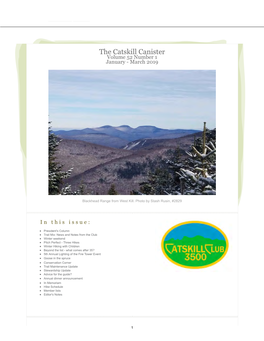 The Catskill Canister Volume 52 Number 1 January - March 2019