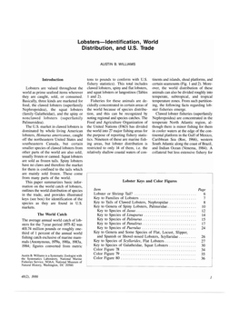 Lobsters-Identification, World Distribution, and U.S. Trade