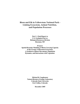 Bison and Elk in Yellowstone National Park - Linking Ecosystem, Animal Nutrition, and Population Processes