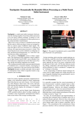 Touchpoint: Dynamically Re-Routable Effects Processing As a Multi-Touch Tablet Instrument