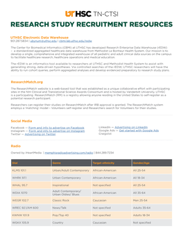 TN-CTSI Research Study Recruitment Resources