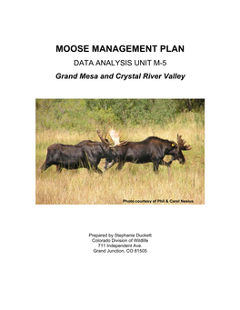 Moose Management Plan DAU
