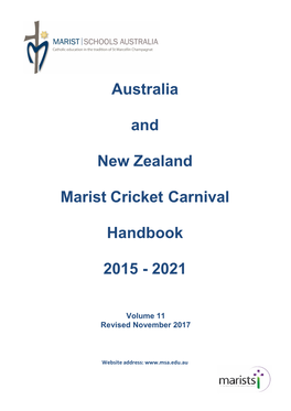 Australia and New Zealand Marist Cricket Carnival Handbook 2015