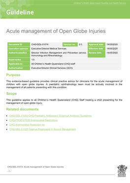 CHQ-GDL-01074 Acute Management of Open Globe Injuries