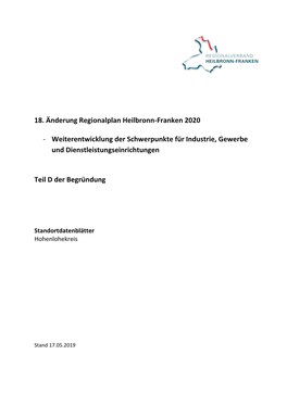 18. Änderung Regionalplan Heilbronn-Franken 2020