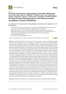 Scaling Factors Determination and Measurements’ Acceptance Criteria Deﬁnition