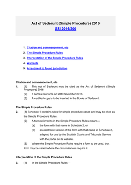 Act of Sederunt (Simple Procedure) 2016 SSI 2016/200