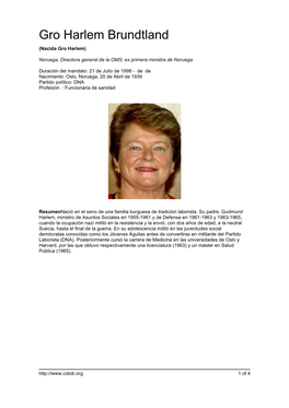 Gro Harlem Brundtland (Nacida Gro Harlem)