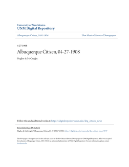 Albuquerque Citizen, 04-27-1908 Hughes & Mccreight