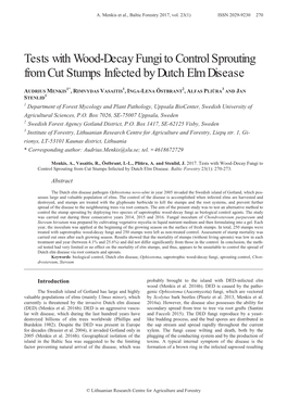 Tests with Wood-Decay Fungi to Control Sprouting from Cut Stumps Infected by Dutch Elm Disease