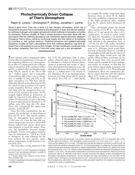 Photochemically Driven Collapse of Titan's Atmosphere