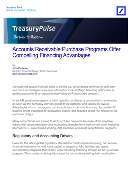 Accounts Receivable Purchase Programs Offer Compelling Financing Advantages