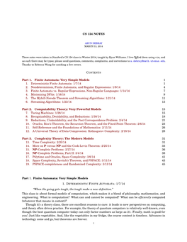 CS 154 NOTES Part 1. Finite Automata