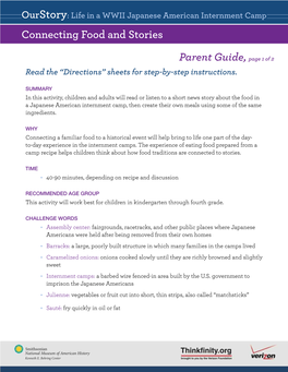 Connecting Food and Stories Parent Guide, Page 1 of 2