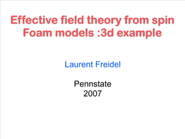 Effective Field Theory from Spin Foam Models :3D Example