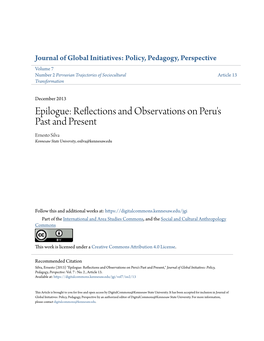 Reflections and Observations on Peru's Past and Present Ernesto Silva Kennesaw State University, Esilva@Kennesaw.Edu