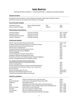 IMRE BARTOS Associate Professor of Physics | University of Florida | People.Clas.Ufl.Edu/Imrebartos