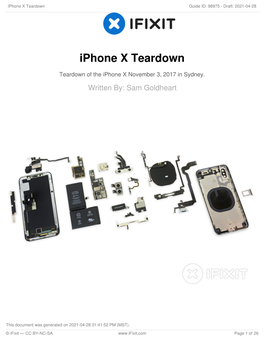 Iphone X Teardown Guide ID: 98975 - Draft: 2021-04-28