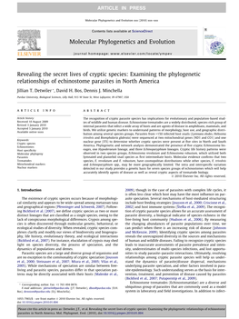 Revealing the Secret Lives of Cryptic Species: Examining the Phylogenetic Relationships of Echinostome Parasites in North America