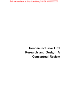 Gender-Inclusive HCI Research and Design: a Conceptual Review Full Text Available At