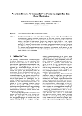 Adoption of Sparse 3D Textures for Voxel Cone Tracing in Real Time Global Illumination