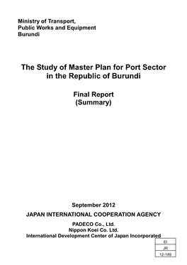 The Study of Master Plan for Port Sector in the Republic of Burundi