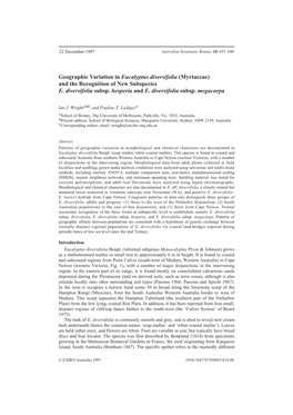 Geographic Variation in Eucalyptus Diversifolia (Myrtaceae) and the Recognition of New Subspecies E