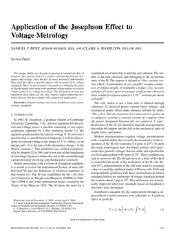 Application of the Josephson Effect to Voltage Metrology