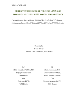District Survey Report for Sand Mining Or River Bed Mining in West Jaintia Hills District