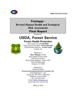 USDA, Forest Service Forest Health Protection GSA Contract No