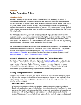 Distance Education/Online Learning Policy