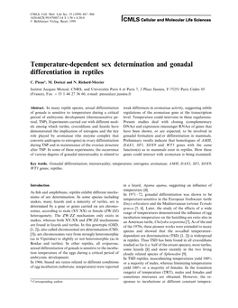 Temperature-Dependent Sex Determination and Gonadal Differentiation in Reptiles