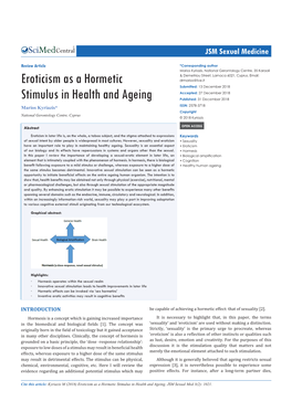 Eroticism As a Hormetic Stimulus in Health and Ageing