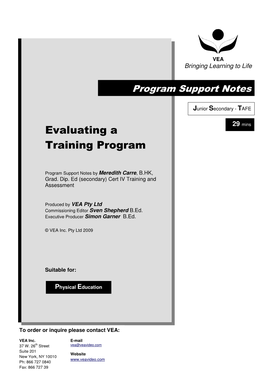 Evaluating a Training Program