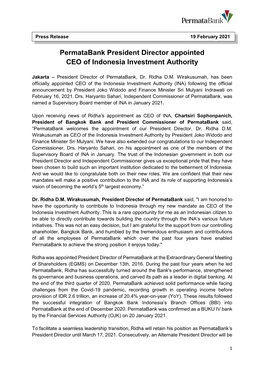 Permatabank President Director Appointed CEO of Indonesia Investment Authority