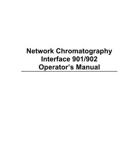 Network Chromatography Interface 901/902 Operator's Manual