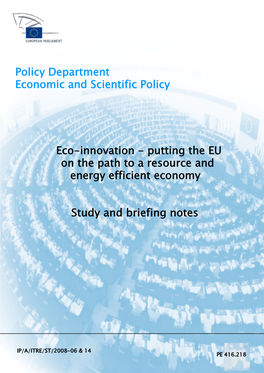 Part 1: Study on Eco-Innovation Putting the EU on the Path to a Resource and Energy Efficient Economy