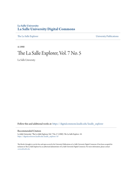 The La Salle Explorer, Vol. 7 No. 5 La Salle University